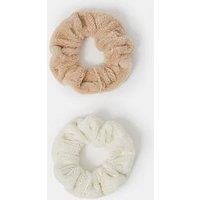 Accessorize 2 Pack Faux Fur Scrunchie Set - Cream