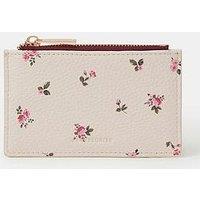 Accessorize Floral Print Faux Leather Card Holder - Cream