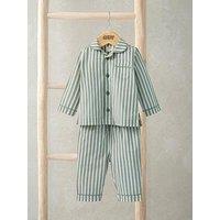 Mamas & Papas Baby Boys Woven Stripe Pyjamas - Green
