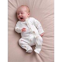 Mamas & Papas Baby Unisex Celebration Print Zip Sleepsuit - White