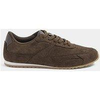 Yours Curve Wide Fit Slim Sole Trainers - Brown
