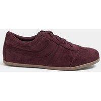 Yours Curve Extra Wide Fit Faux Suede Low Retro Stripe Trainers - Red