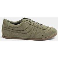 Yours Curve Extra Wide Fit Faux Suede Low Retro Stripe Trainers - Green