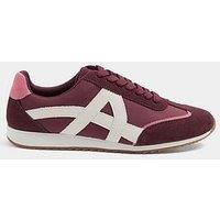 Yours Curve Wide Fit Feature Panel Slim Sole Runner Trainer - Burgundy Red