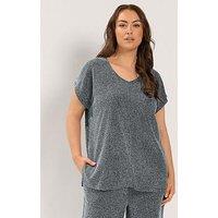 Yours Curve V-Neck Top - Grey