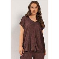 Yours Curve V Neck Top - Brown