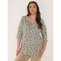 Yours Curve Pintuck Henley Blouse - Cream