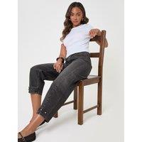 Threadbare Petite Barrel Leg Jeans In Black
