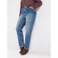 Yours Womens Curve Elastic Waist Boyfriend Jeans - Blue