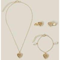 Monsoon Girls Gracey Heart Jewellery Hair Set - Gold