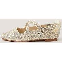 Monsoon Girls Glitter Criss Cross Ballerina Shoes - Light Cream