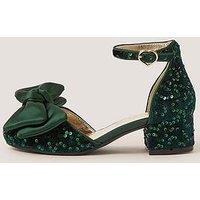 Monsoon Girls Velvet Sequin Bow Heeled Shoes - Green
