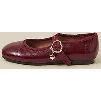 Monsoon Girls Glossy Patent Heart Buckle Strap Ballerina Shoes - Dark Red