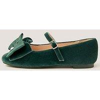 Monsoon Girls Velvet Bow Pearl Ballerina Shoes - Green