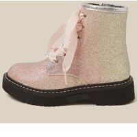 Monsoon Girls Unicorn Glitter Lace Up Zip Boots