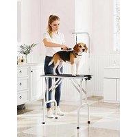 Pawhut 32" Foldable Dog Grooming Table Pet Drying Beauty Table With 20-60Cm Adjustable Arm, Rubber Top, Black