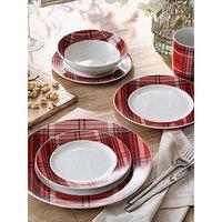 Waterside 16Pc Red Tartan Dinner Set