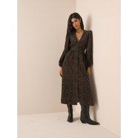 Nobodys Child Riley Floral Print Shirred Waist Cord Midi Dress - Black