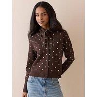 Nobodys Child Polka Dot Jacquard Cardigan With Neck Tie
