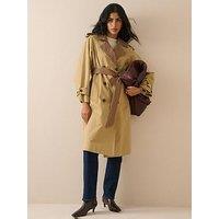 Nobodys Child Gingham Trim Trench Coat - Camel