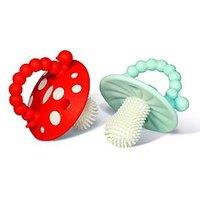 Razbaby Chompy Mushroom Teether 2 Pack (Red & Blue)
