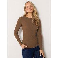 Long Tall Sally Lts Tall Ribbed Button Top - Mocha Brown