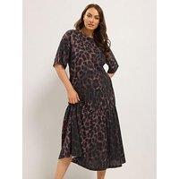 Yours Curve Drop Waist Maxi Dress - Brown