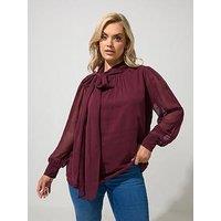Yours Curve Side Bow Blouse - Red