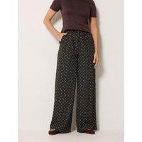 Long Tall Sally Lts Tall Polka Dot Wide Leg Trousers - Brown & Blue