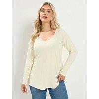 Yours Curve Lace Insert Swing Top - Cream