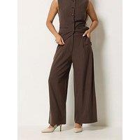 Pixiegirl Petite Pinstripe Button Waistcoat - Brown