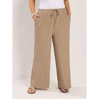 Yours Curve Wide Leg Textured 30 Trousers - Cream
