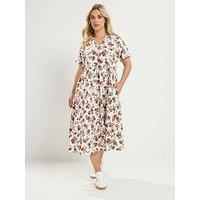 Yours Curve Cotton Tierred Dress - White