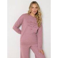 Long Tall Sally Crew Neck Embroidered Sweatshirt - Pink