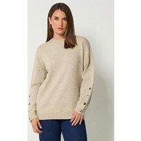 Long Tall Sally Button Sleeve Jumper - Cream
