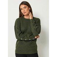 Long Tall Sally Button Sleeve Jumper - Green