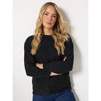 Long Tall Sally Lace Hem Crew Neck Jumper - Black