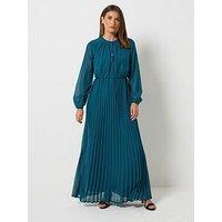 Long Tall Sally Georgette Pleated Maxi Dress - Teal