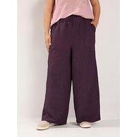 Yours Curve Texture Wide Leg Trousers - Purple