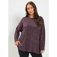 Yours Curve Soft Touch Long Sleeve Jumper - Purple