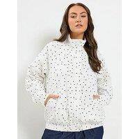 Yours Curve Funnel Neck Twill Bomber Jacket - White