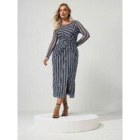 Yours Curve Mesh Side Twist Dress - Black