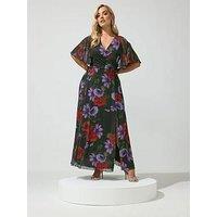 Yours Curve Mesh Angel Sleeve Dress - Black