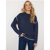 Long Tall Sally Tipped Detail Jumper - Blue