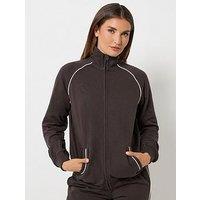 Long Tall Sally Piped Raglan Zip Through Sweatshirt - Brown