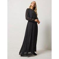 Long Tall Sally Georgette Pleated Maxi Dress - Black