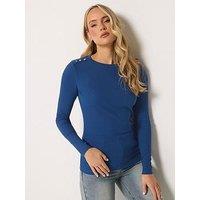 Long Tall Sally Lts Tall Ribbed Button Top - Cobalt Blue