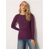 Long Tall Sally Lts Tall Ribbed Button Top - Berry Red