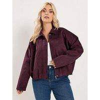 Yours Curve Faux Suede Jacket - Purple