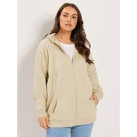 Yours Curve Zip Thru Raglan Hoodie - Cream
